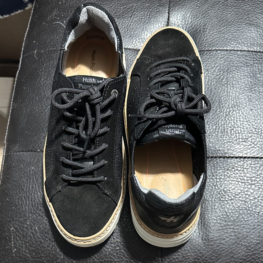 Hush Puppies Black Sneakers with Cream Sole